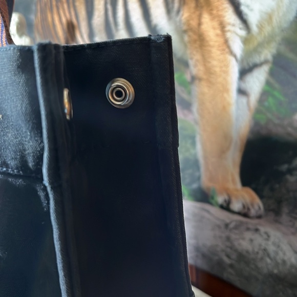 HERMES Fourre Tout MM Tote Bag Handbag Canvas Blue And Burgundy in GUC. - Picture 9 of 16